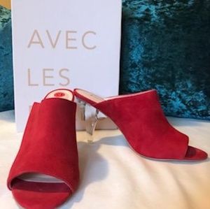 Red suede mule